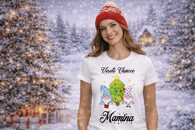 dámske tričko Škriatok a vianočný stromček mk